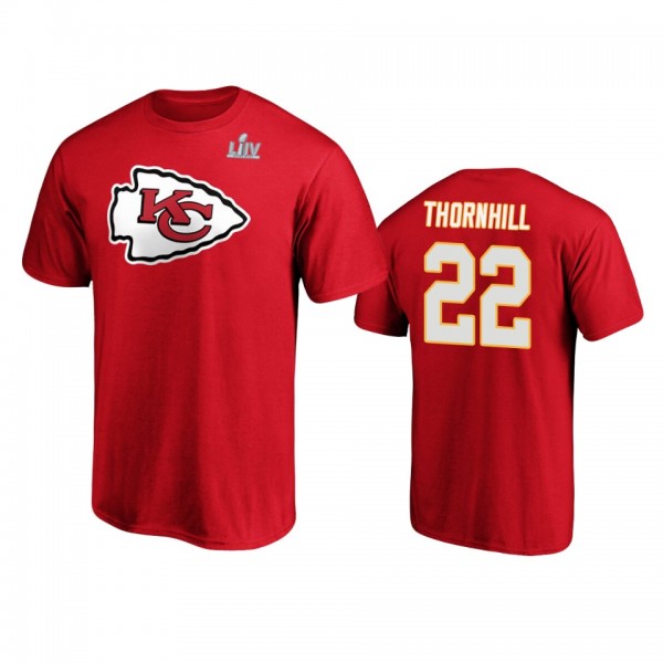 Men's Kansas City Chiefs Juan Thornhill Red Super Bowl LIV Halfback Player Name & Number T-Shirt