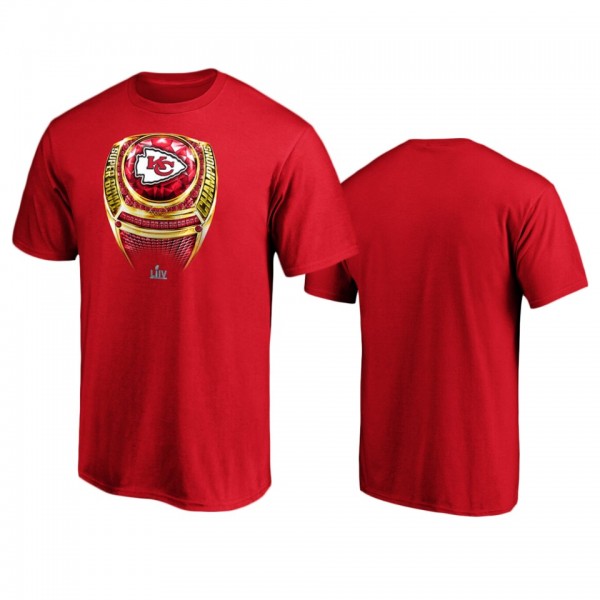 Men's Kansas City Chiefs Red Super Bowl LIV Champions Ring T-Shirt