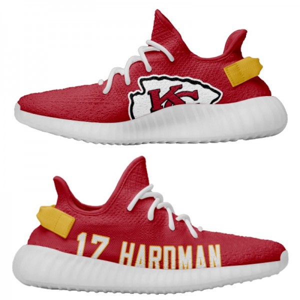 Men's Yeezy Boost 350 Kansas City Chiefs Mecole Hardman Red Lightweight Shoes