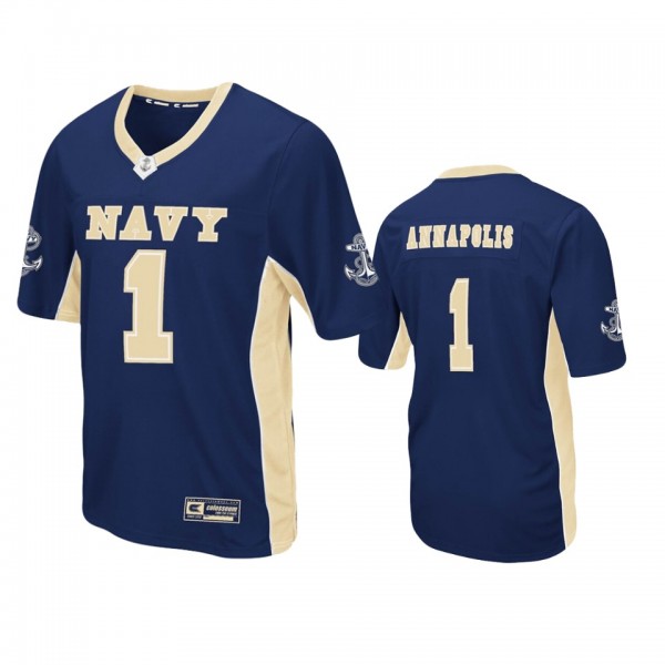 Navy Midshipmen #1 Navy Max Power Football Jersey
