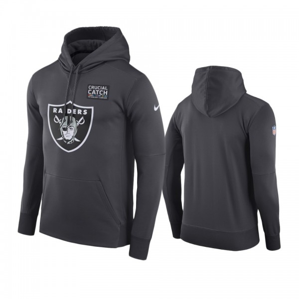 Men's Oakland Raiders Anthracite Crucial Catch Hoo...