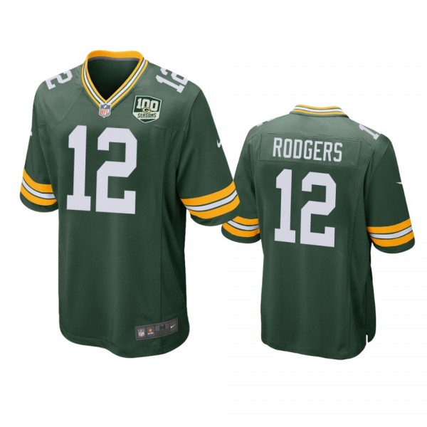 Green Bay Packers Aaron Rodgers Green 100 Seasons Game Jersey