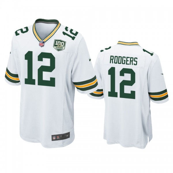 Green Bay Packers Aaron Rodgers White 100 Seasons ...