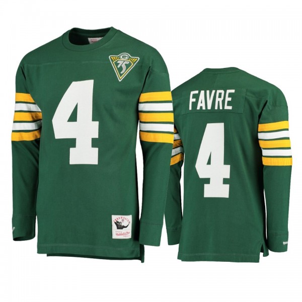 Packers Brett Favre Green Throwback Long Sleeve Re...