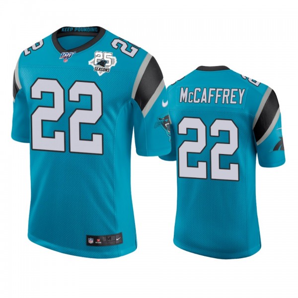 Carolina Panthers Christian McCaffrey Blue 25th Season Classic Limited Jersey