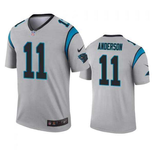 Carolina Panthers Robby Anderson Silver Inverted L...