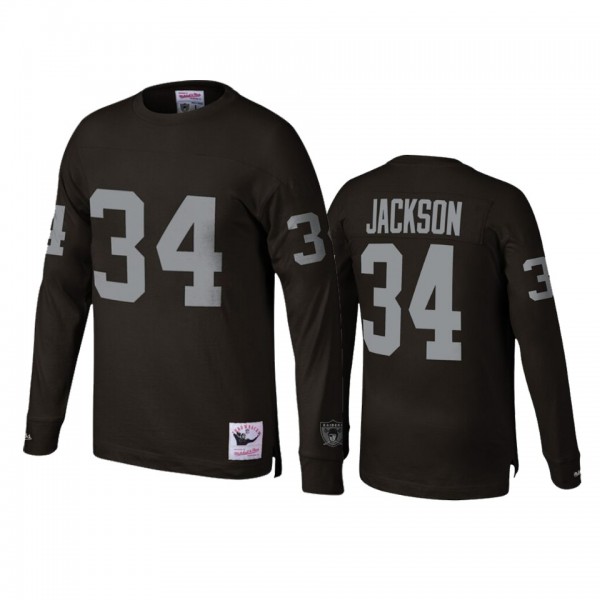 Raiders Bo Jackson Black Throwback Long Sleeve Ret...