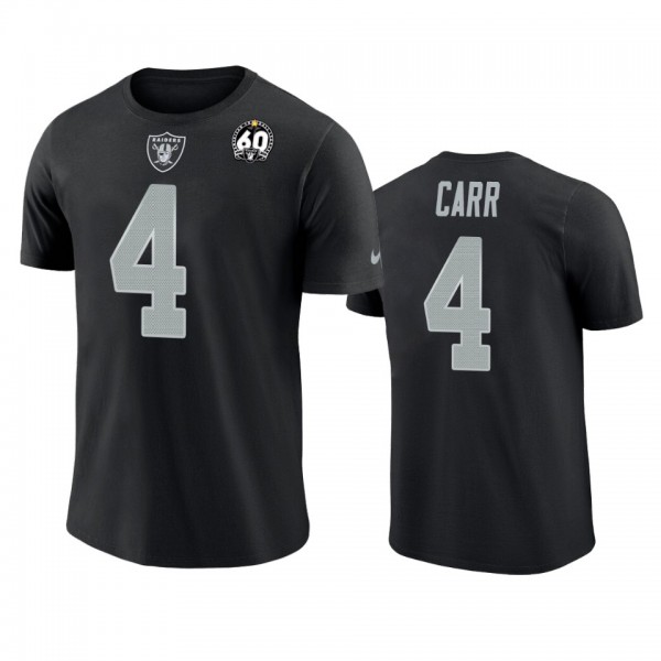 Oakland Raiders Derek Carr Black 60th Season T-Shi...