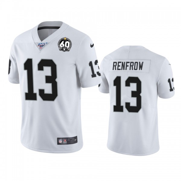 Oakland Raiders Hunter Renfrow White 60th Anniversary Limited Jersey