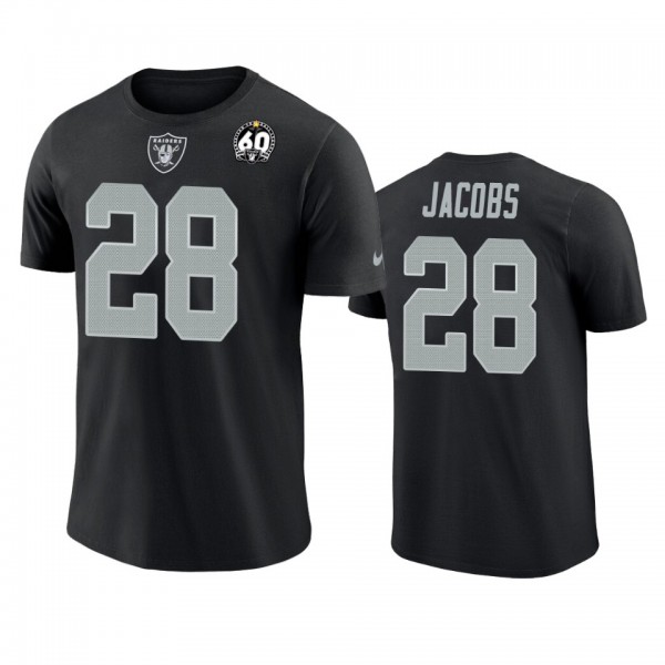 Oakland Raiders Josh Jacobs Black 60th Season T-Sh...