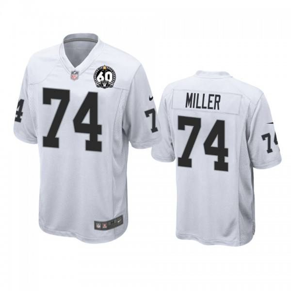 Oakland Raiders Kolton Miller White 60th Anniversary Game Jersey