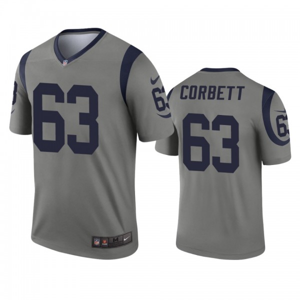 Los Angeles Rams Austin Corbett Gray Inverted Lege...