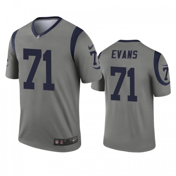 Los Angeles Rams Bobby Evans Gray Inverted Legend ...