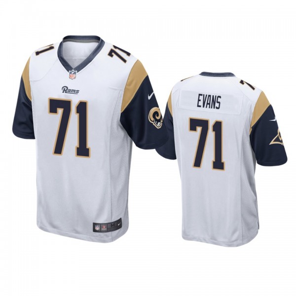 Los Angeles Rams Bobby Evans White 2019 NFL Draft Game Jersey