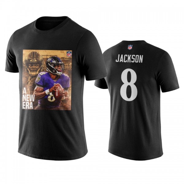 Men's Baltimore Ravens Lamar Jackson Black Player Graphic A New Era T-shirt