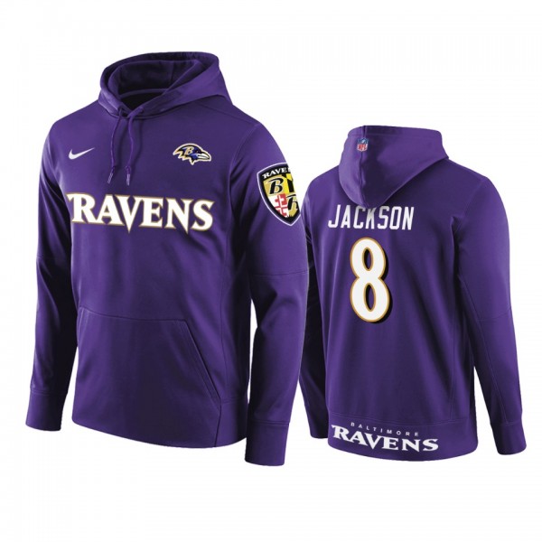 Baltimore Ravens #8 Lamar Jackson Purple Circuit Wordmark Pullover Hoodie
