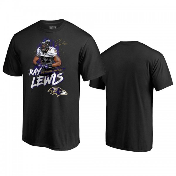 Baltimore Ravens Ray Lewis Black Gridiron Great Graphic Retired Player T-Shirt