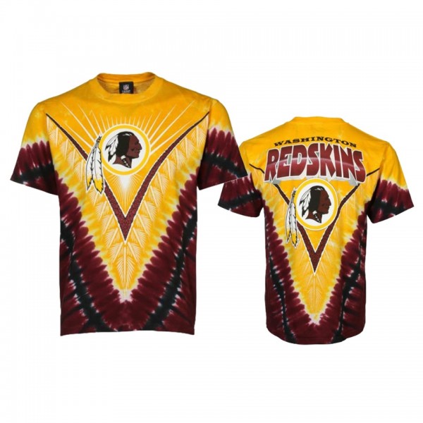 Men's Washington Redskins Gold Burgundy Tie-Dye Premium T-Shirt