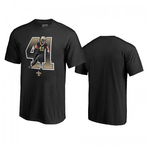 Men's New Orleans Saints Alvin Kamara Black Player Graphic T-shirt