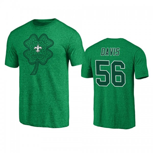 New Orleans Saints Demario Davis Heathered Kelly Green St. Patrick's Day Paddy's Pride T-Shirt