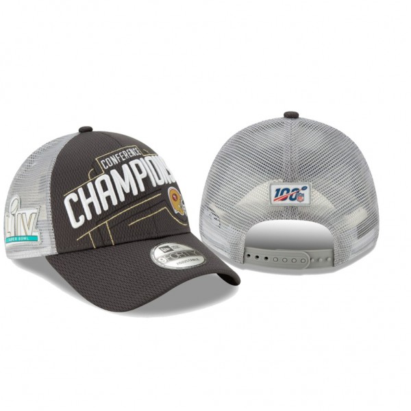 Men's San Francisco 49ers Charcoal Gray 2019 NFC Champions Trophy Collection Trophy Collection 9FORTY Snapback Adjustable Hat