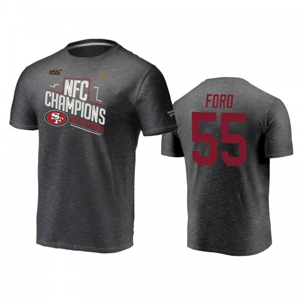 Men's San Francisco 49ers Dee Ford Heather Charcoal 2019 NFC Champions Trophy Collection Locker Room T-Shirt