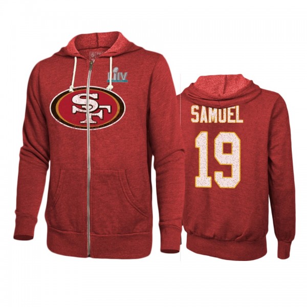 San Francisco 49ers Deebo Samuel Scarlet Super Bowl LIV Name & Number Full-Zip Hoodie