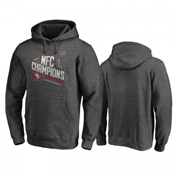 Men's San Francisco 49ers Heather Charcoal 2019 NFC Champions Trophy Collection Locker Room Pullover Hoodie