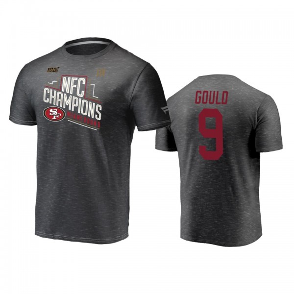 Men's San Francisco 49ers Robbie Gould Heather Charcoal 2019 NFC Champions Trophy Collection Locker Room T-Shirt