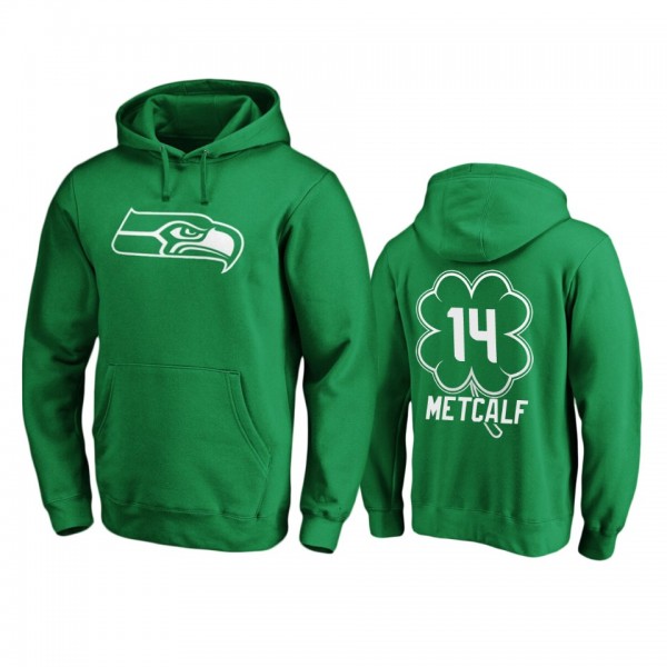 Men's Seattle Seahawks D.K. Metcalf Green St. Patrick's Day White Logo Pullover Hoodie