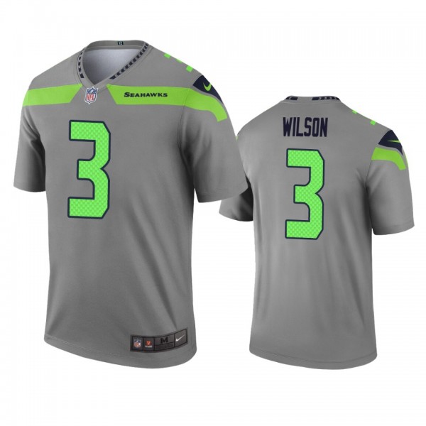 Seattle Seahawks Russell Wilson Gray Inverted Lege...