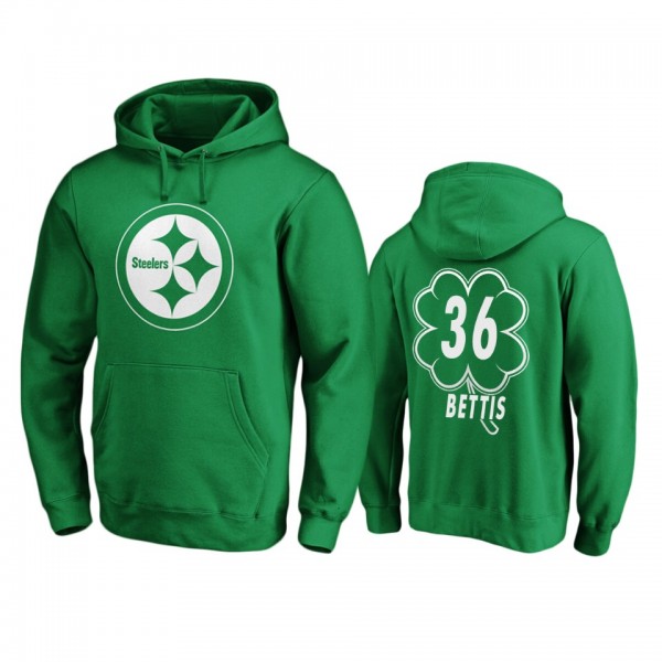 Men's Pittsburgh Steelers Jerome Bettis Green St. Patrick's Day White Logo Pullover Hoodie