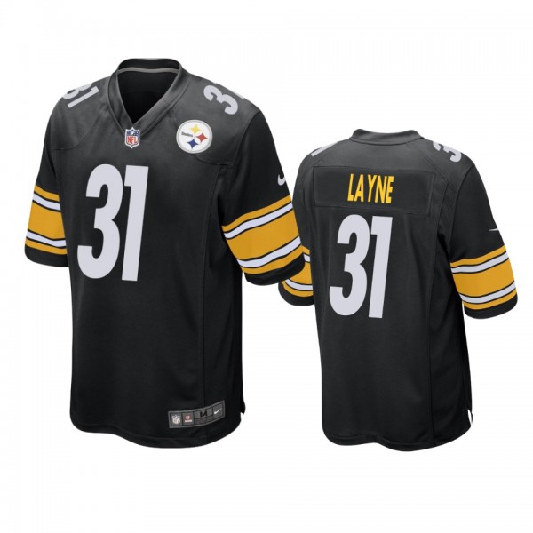 Pittsburgh Steelers Justin Layne Black 2019 NFL Draft Game Jersey