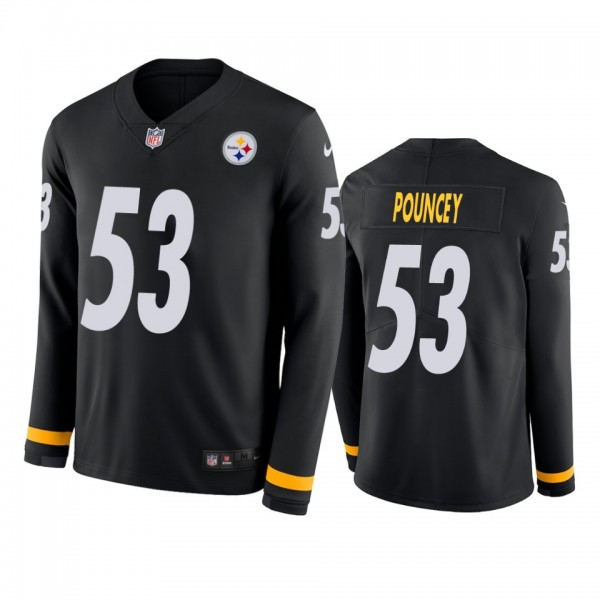 Pittsburgh Steelers #53 Maurkice Pouncey Black Therma Long Sleeve Jersey - Men's