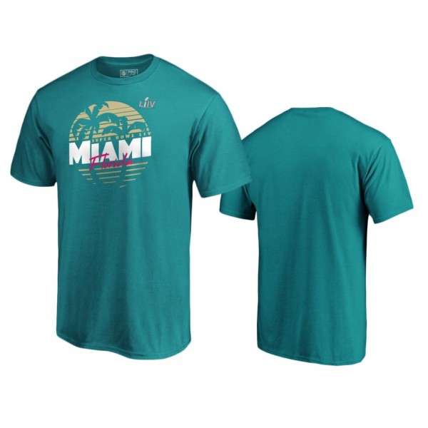 Men's Super Bowl LIV Aqua Miami Gold Shade T-Shirt