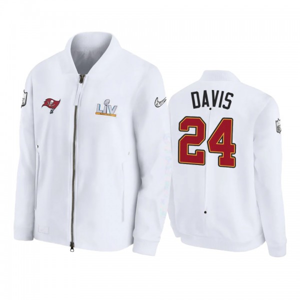 Tampa Bay Buccaneers Carlton Davis White Super Bowl LV Diamond Coaches Full-Zip Jacket