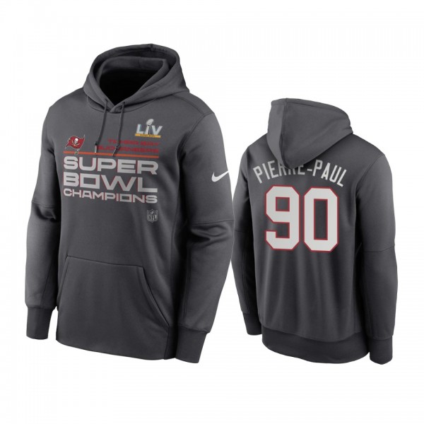 Tampa Bay Buccaneers Jason Pierre-Paul Anthracite Super Bowl LV Champions Trophy Hoodie