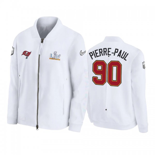 Tampa Bay Buccaneers Jason Pierre-Paul White Super Bowl LV Diamond Coaches Full-Zip Jacket