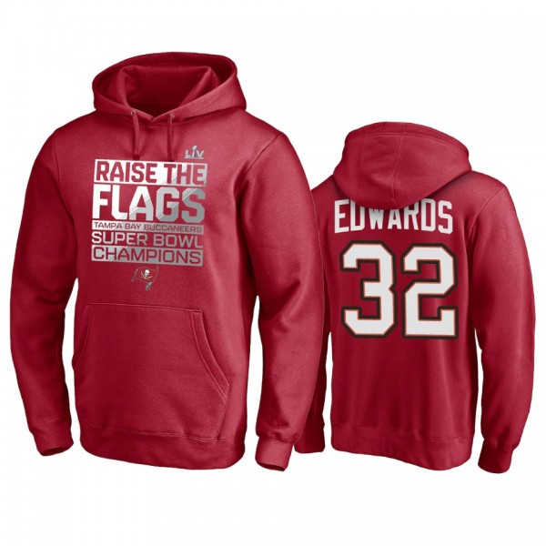 Tampa Bay Buccaneers Mike Edwards Red Super Bowl LV Champions Parade Celebration Hoodie