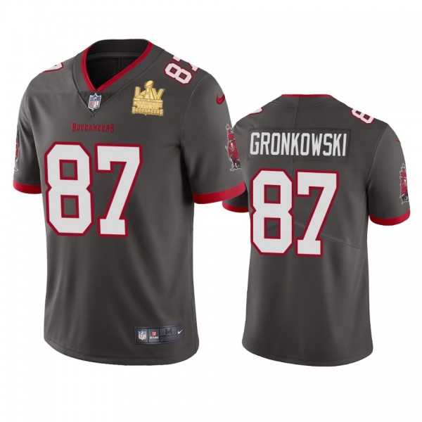 Tampa Bay Buccaneers Rob Gronkowski Pewter Super Bowl LV Champions Vapor Limited Jersey