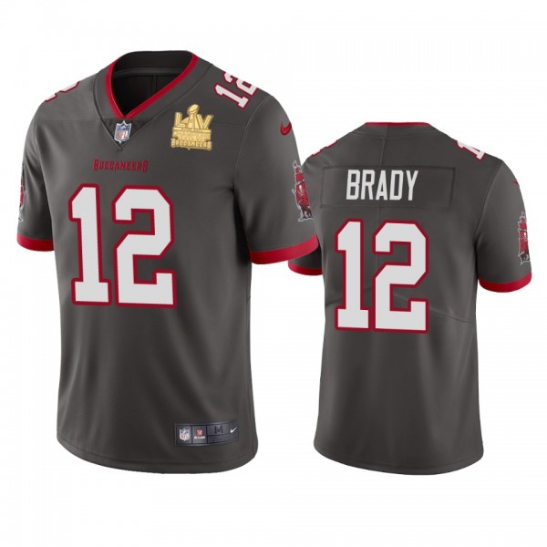 Tampa Bay Buccaneers Tom Brady Pewter Super Bowl LV Champions Vapor Limited Jersey