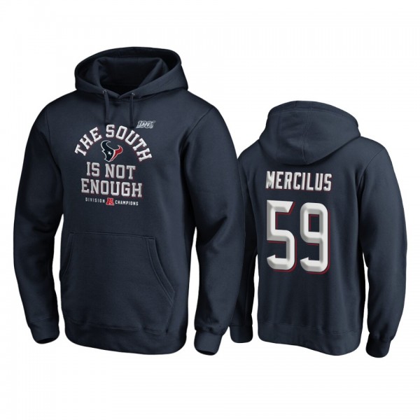 Houston Texans Whitney Mercilus Navy 2019 AFC South Division Champions Cover Two Pullover Hoodie