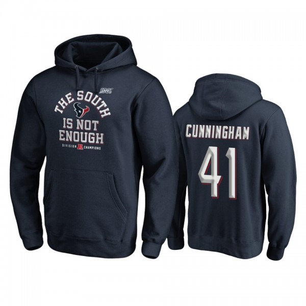 Houston Texans Zach Cunningham Navy 2019 AFC South Division Champions Cover Two Pullover Hoodie
