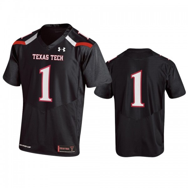 Texas Tech Red Raiders #1 Black Replica Football J...