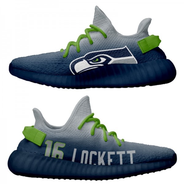 Men's Yeezy Boost 350 Seattle Seahawks Tyler Lockett Navy Lightweight Shoes