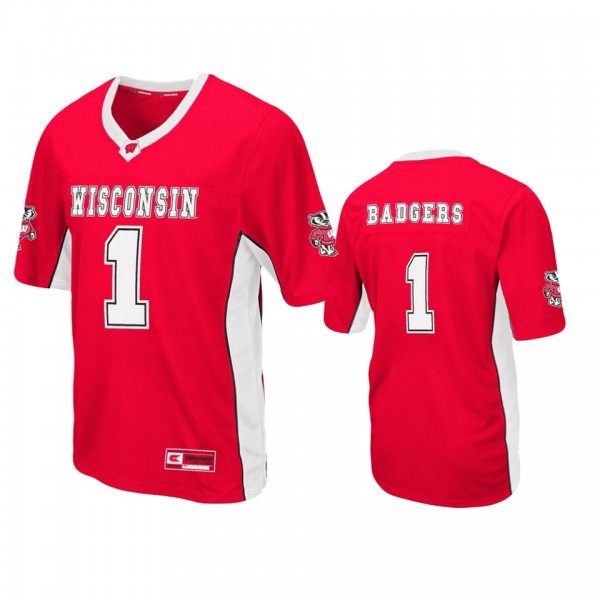 Wisconsin Badgers #1 Red Max Power Football Jersey