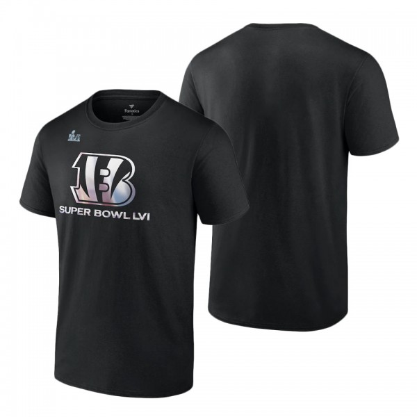 Men's Cincinnati Bengals Fanatics Branded Black Super Bowl LVI Bound Shimmer T-Shirt