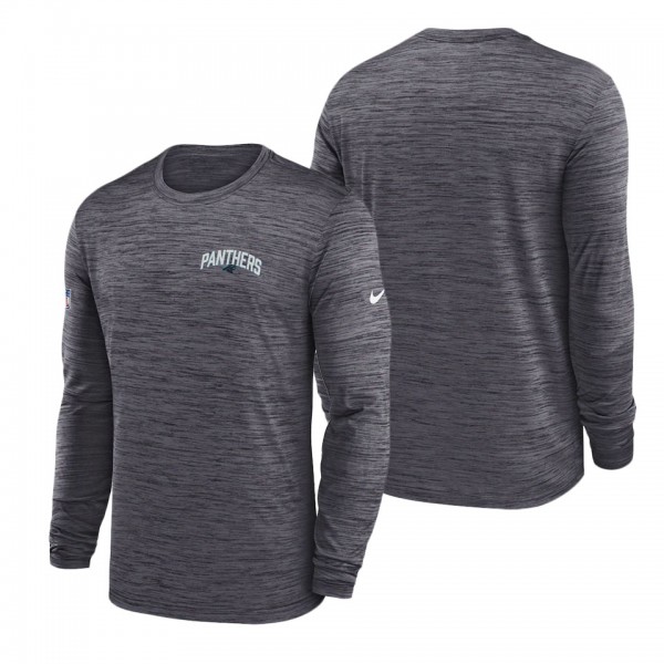 Men's Carolina Panthers Nike Charcoal Velocity Athletic Stack Performance Long Sleeve T-Shirt