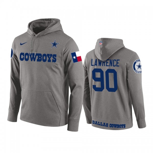 Dallas Cowboys #90 DeMarcus Lawrence Gray Circuit Wordmark Pullover Hoodie
