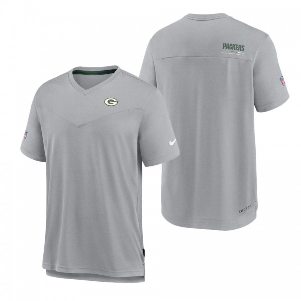 Men's Green Bay Packers Nike Gray Sideline Coach Chevron Lock Up Performance T-Shirt